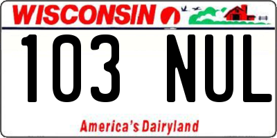 WI license plate 103NUL