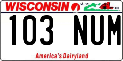 WI license plate 103NUM