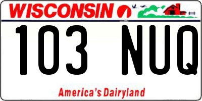WI license plate 103NUQ