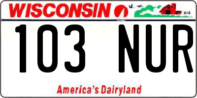 WI license plate 103NUR
