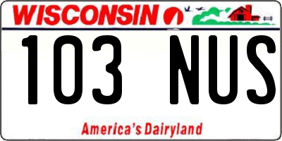 WI license plate 103NUS