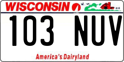 WI license plate 103NUV