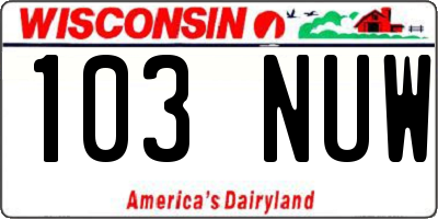 WI license plate 103NUW