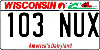 WI license plate 103NUX