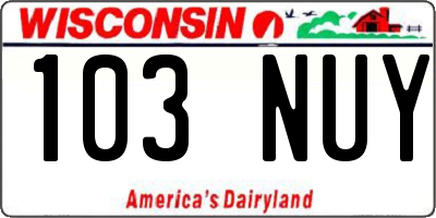 WI license plate 103NUY