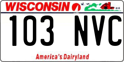 WI license plate 103NVC