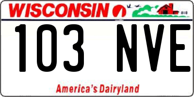 WI license plate 103NVE