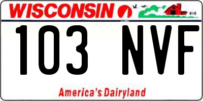 WI license plate 103NVF