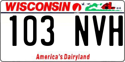 WI license plate 103NVH
