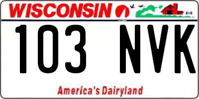 WI license plate 103NVK