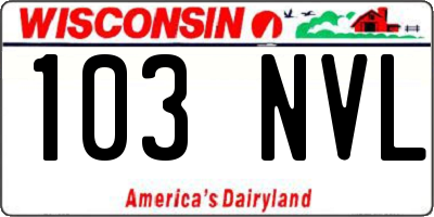 WI license plate 103NVL