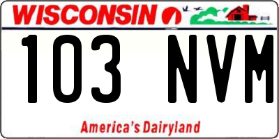 WI license plate 103NVM