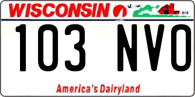 WI license plate 103NVO