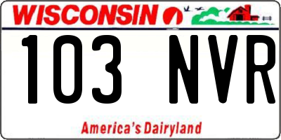 WI license plate 103NVR