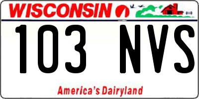 WI license plate 103NVS