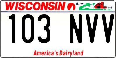 WI license plate 103NVV