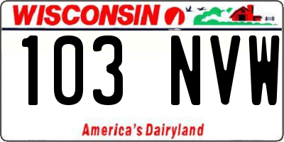 WI license plate 103NVW