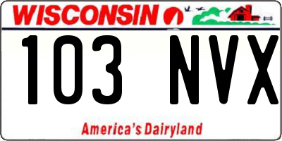 WI license plate 103NVX