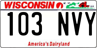 WI license plate 103NVY