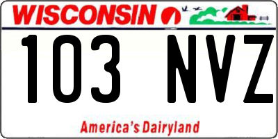 WI license plate 103NVZ