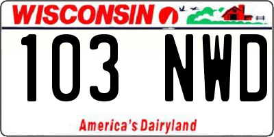 WI license plate 103NWD
