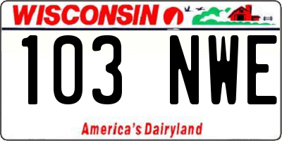 WI license plate 103NWE