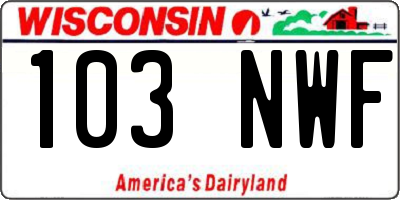WI license plate 103NWF