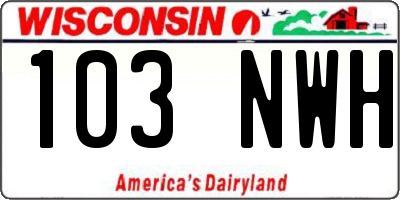 WI license plate 103NWH