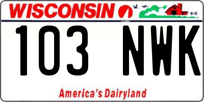 WI license plate 103NWK