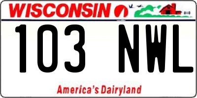 WI license plate 103NWL
