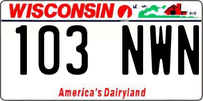 WI license plate 103NWN