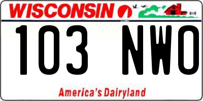WI license plate 103NWO