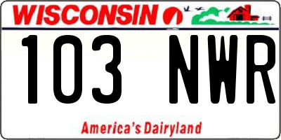 WI license plate 103NWR
