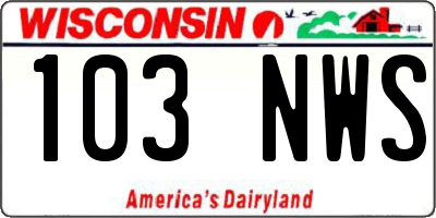 WI license plate 103NWS