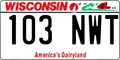 WI license plate 103NWT