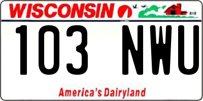 WI license plate 103NWU