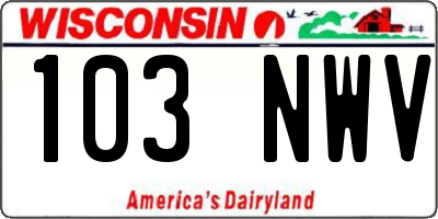 WI license plate 103NWV