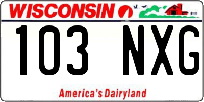 WI license plate 103NXG