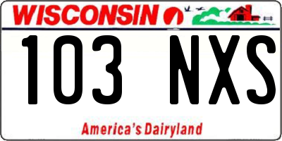 WI license plate 103NXS