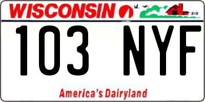 WI license plate 103NYF