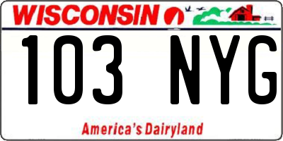 WI license plate 103NYG