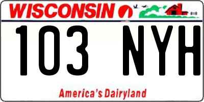 WI license plate 103NYH