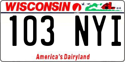 WI license plate 103NYI