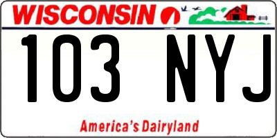 WI license plate 103NYJ