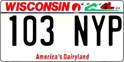 WI license plate 103NYP