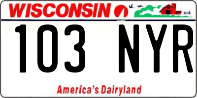 WI license plate 103NYR