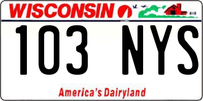 WI license plate 103NYS