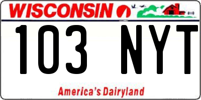 WI license plate 103NYT