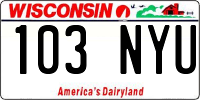 WI license plate 103NYU