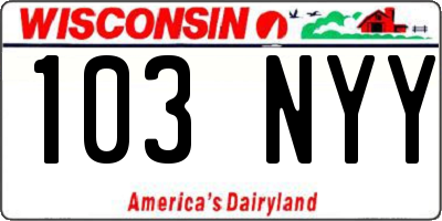 WI license plate 103NYY